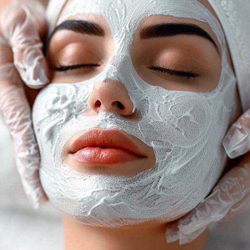 Woman getting European facial treatment