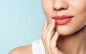 Close up of pretty woman's lips