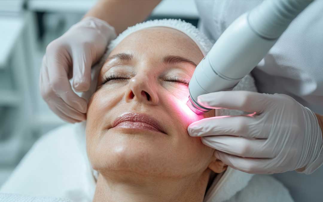 Woman gets laser skin treatment